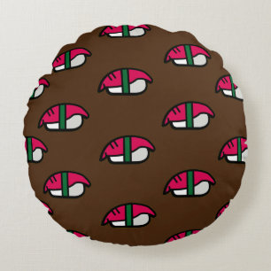 Cartoon Kawaii Sushi, Fish Rice & Seaweed Round Cushion
