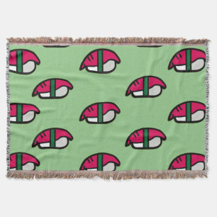 Cartoon Kawaii Sushi, Fish Rice & Seaweed Throw Bl Blanket