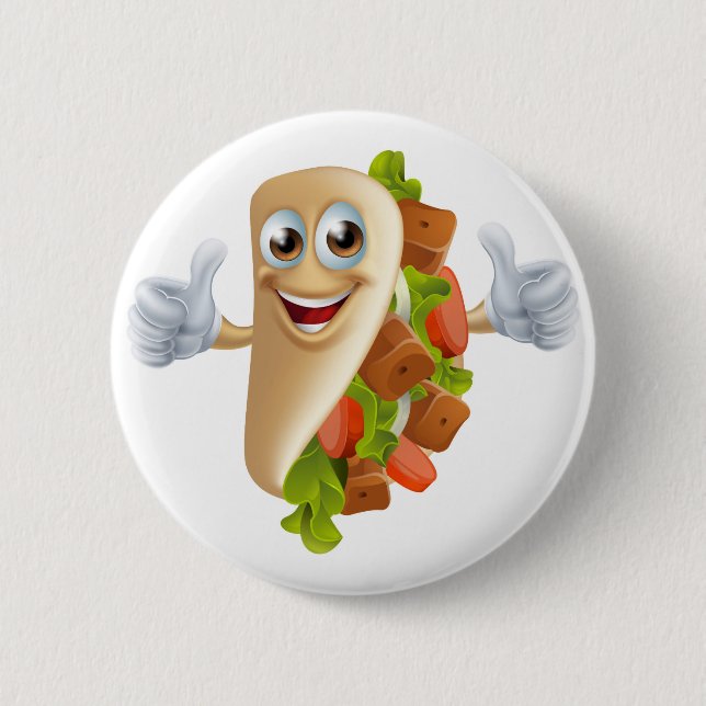 Cartoon Kebab Man 6 Cm Round Badge (Front)