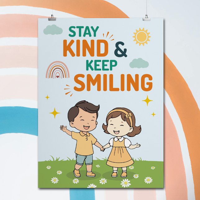 Cartoon Kindness Smile Inspirational Quote Nursery Poster (Creator Uploaded)