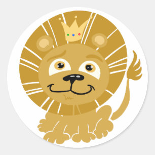 Cartoon King of the Jungle Classic Round Sticker