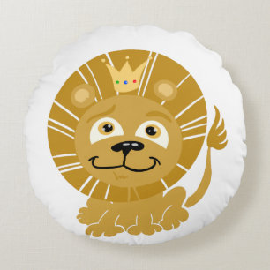 Cartoon King of the Jungle Round Cushion