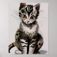 Cartoon kitten striped kitty voices grey