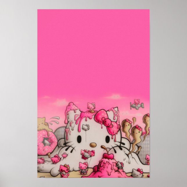Cartoon Kitty Ice Cream Poster (Front)