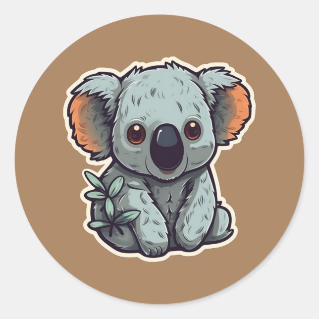 CARTOON KOALA BEAR CLASSIC ROUND STICKER (Front)