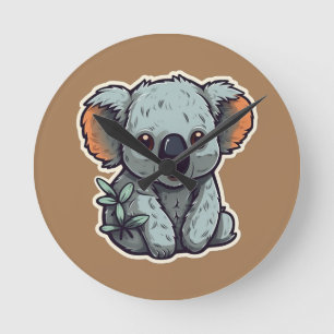 CARTOON KOALA BEAR ROUND CLOCK