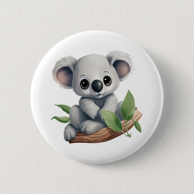 Cartoon koala illustration 6 cm round badge (Front)
