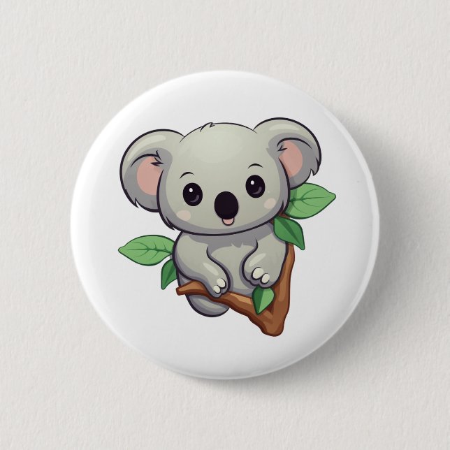 Cartoon koala illustration 6 cm round badge (Front)