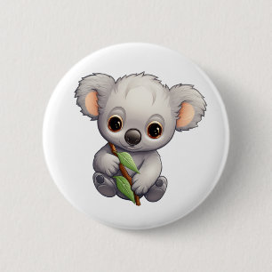 Cartoon koala illustration 6 cm round badge