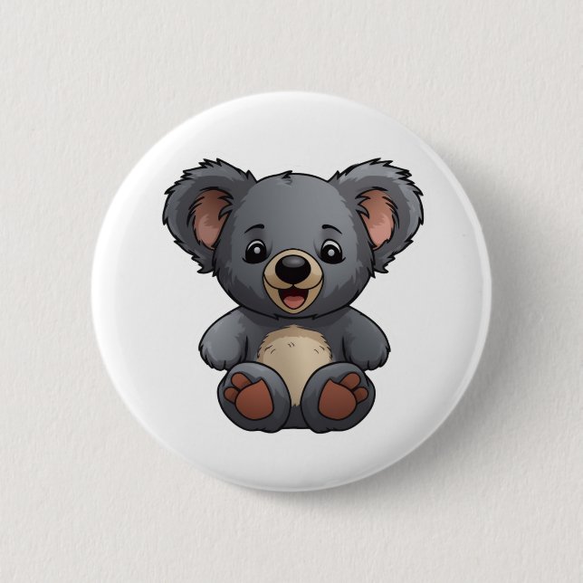 Cartoon koala illustration 6 cm round badge (Front)