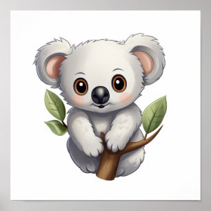 Cartoon koala illustration poster