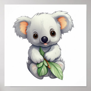 Cartoon koala illustration poster