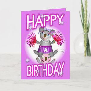 Cartoon Koala We Cheer 4U Birthday Card