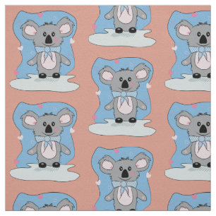 Cartoon Koala with Hearts Kid Fabric