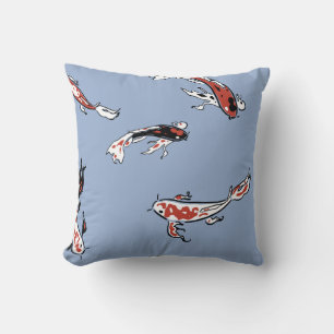 Cartoon Koi Fish Blue Cushion