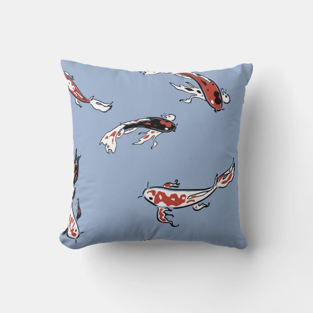 Cartoon Koi Fish Blue Cushion (Front)