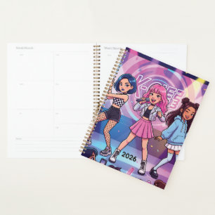 Cartoon KPop Girl Group Personalise Planner