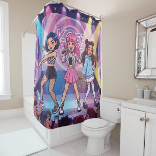 Cartoon KPop Girl Group Shower Curtain