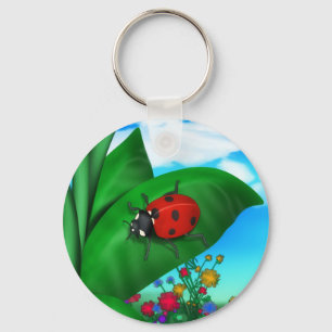 Cartoon Lady Bug Key Ring