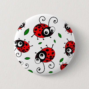 Cartoon ladybugs pattern 6 cm round badge