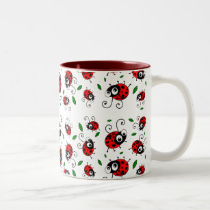 Cartoon ladybugs pattern Two-Tone coffee mug