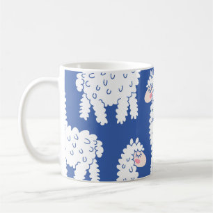 Cartoon lama alpaca, vintage pattern coffee mug