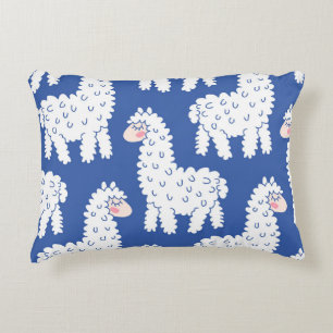 Cartoon lama alpaca, vintage pattern decorative cushion