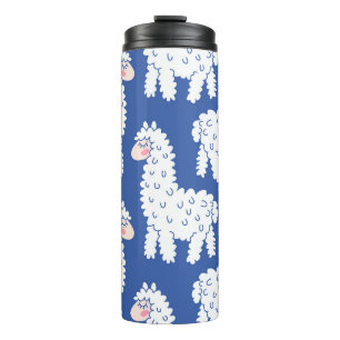 Cartoon lama alpaca, vintage pattern thermal tumbler