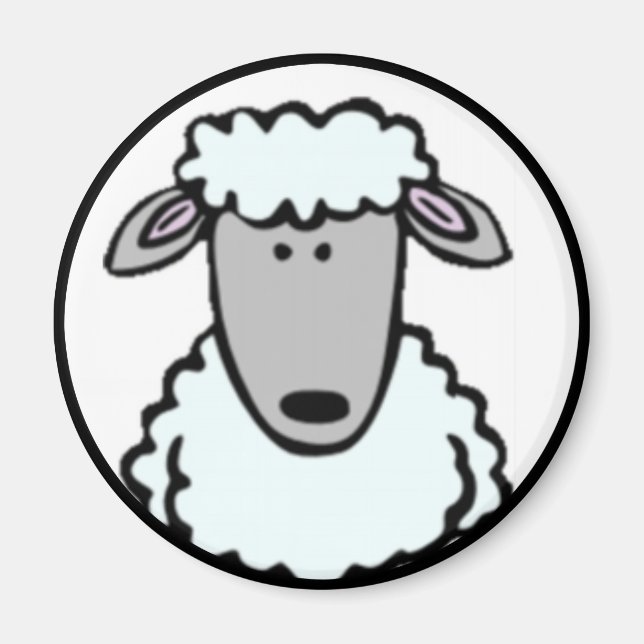 Cartoon Lamb Face Magnet (Front)