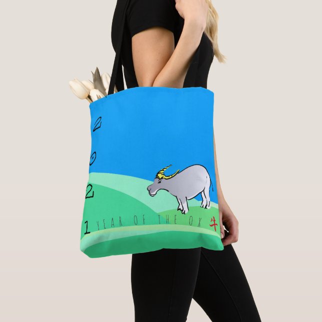 Cartoon Landscape Ox Chinese New Year 2021 AoTB Tote Bag (Close Up)