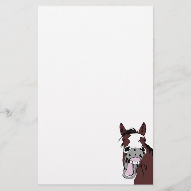 Cartoon Laughing Horse Fun Stationery (Front)