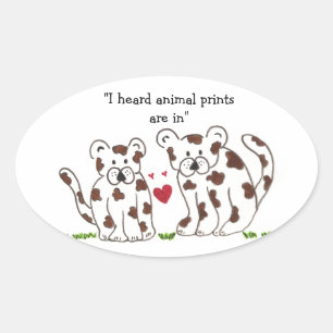 Cartoon Leopards with Cute Saying Oval Sticker