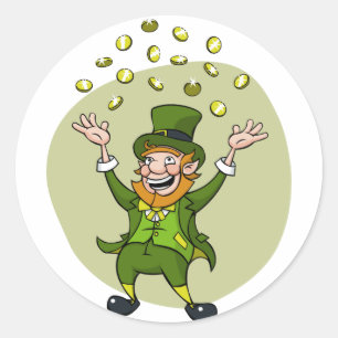 Cartoon Leprechaun Classic Round Sticker