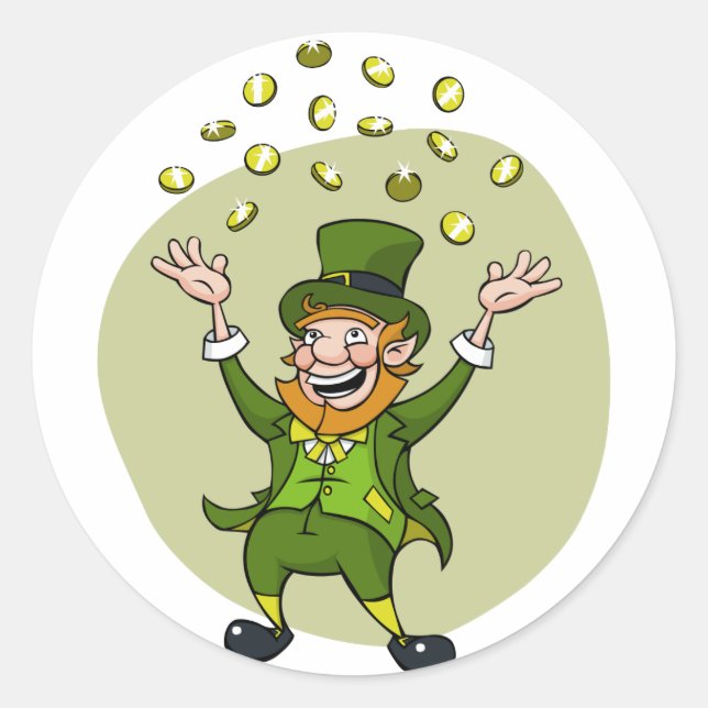 Cartoon Leprechaun Classic Round Sticker (Front)