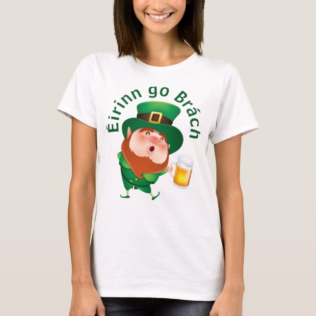 Cartoon Leprechaun with Beer T-Shirt (Front)