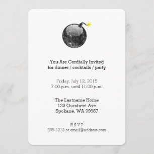 Cartoon Letterpress Style Bomb Invitation