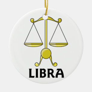 Cartoon Libra Scales Ceramic Ornament