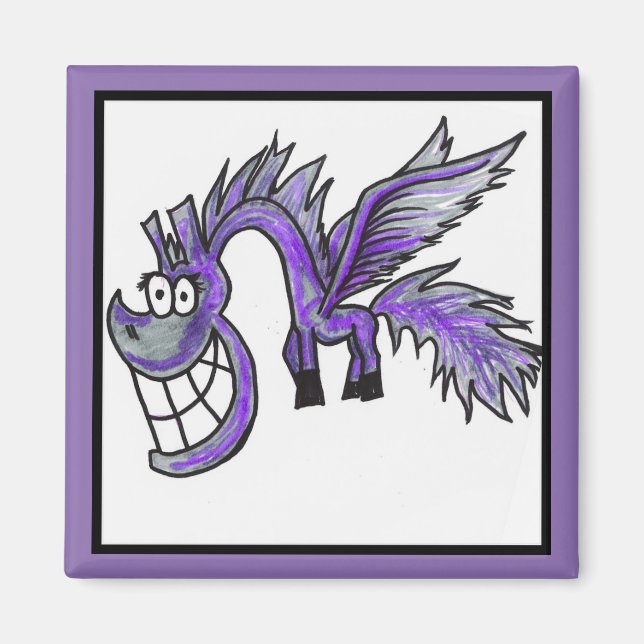 Cartoon lilac Pegasus magnet (Front)