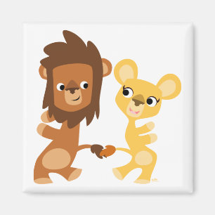 Cartoon Lion and Lioness dancing magnet