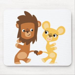 Cartoon Lion and Lioness dancing mousepad