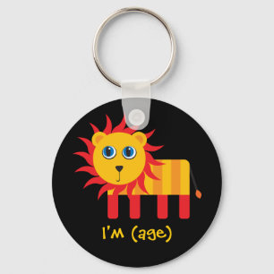 Cartoon Lion Birthday & Age Key Ring
