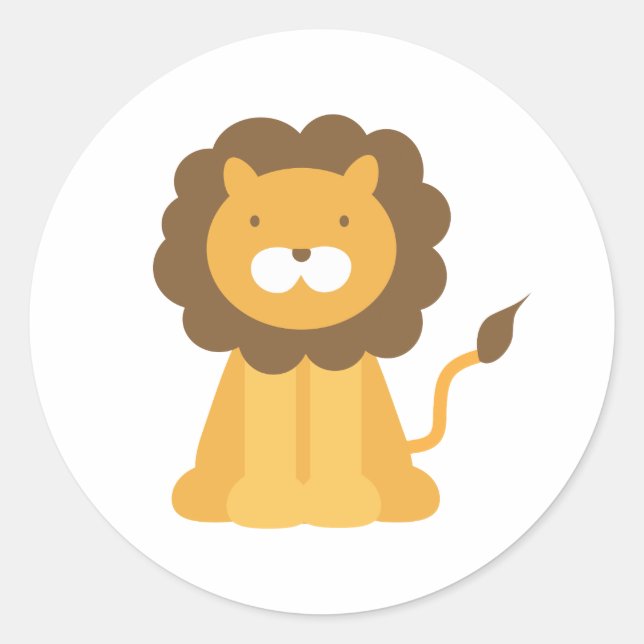 Cartoon Lion Classic Round Sticker (Front)