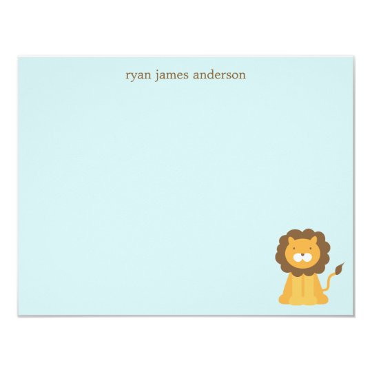 Cartoon Lion Custom Flat Thank You Notes Card