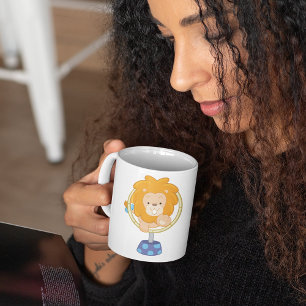 Cartoon Lion Jumping Through Ring Coffee Mug