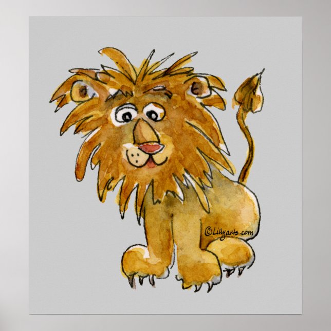 Cartoon Lion Poster Print (Front)