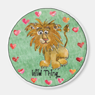Cartoon Lion Round Personalised Magnets