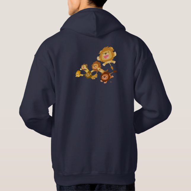 Cartoon Lions' Parade Hooded Sweatshirt (back) (Back)
