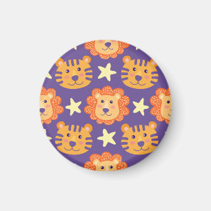 Cartoon Lions & Tigers: Vintage Magnet