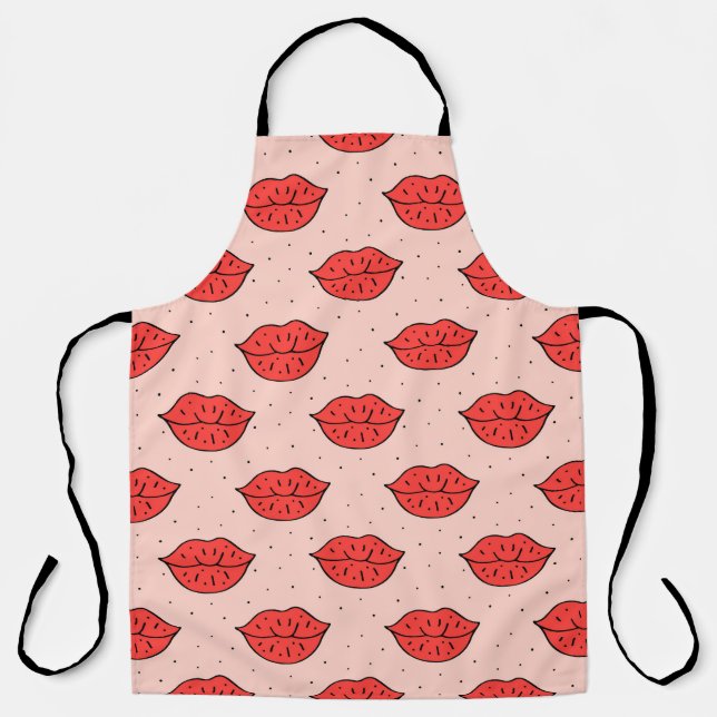 Cartoon lips: feminist doodle pattern. apron (Front)