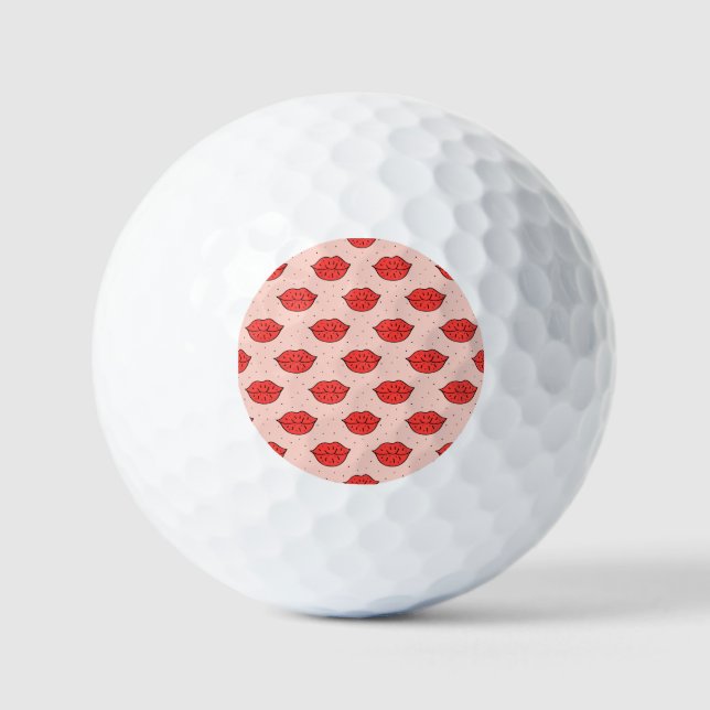 Cartoon lips: feminist doodle pattern. golf balls (Front)
